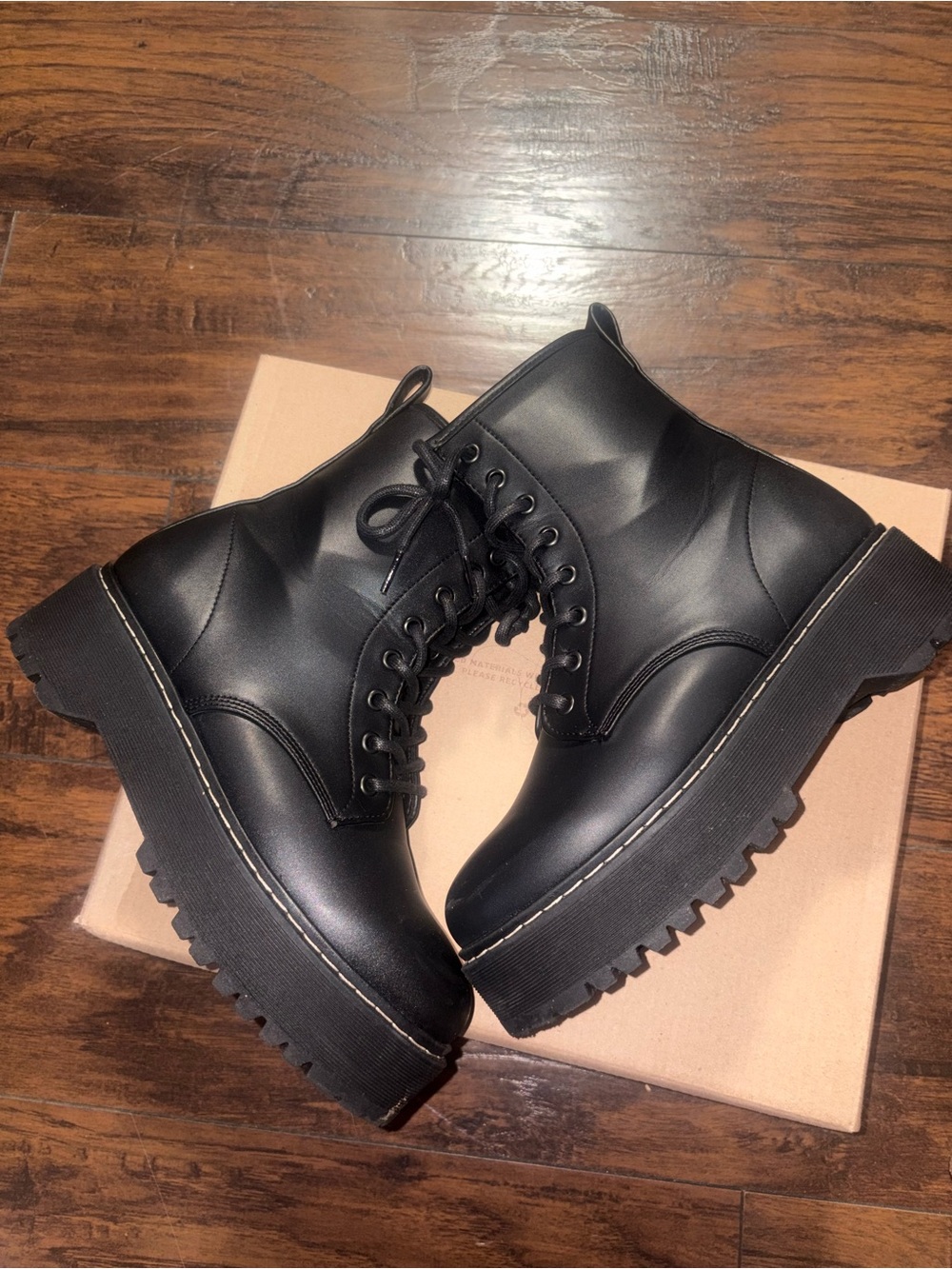 Steve Madden Black Platform Lace-Up Combat Boots